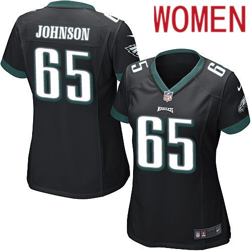 Women Philadelphia Eagles 65 Lane Johnson Nike Black Game NFL Jersey